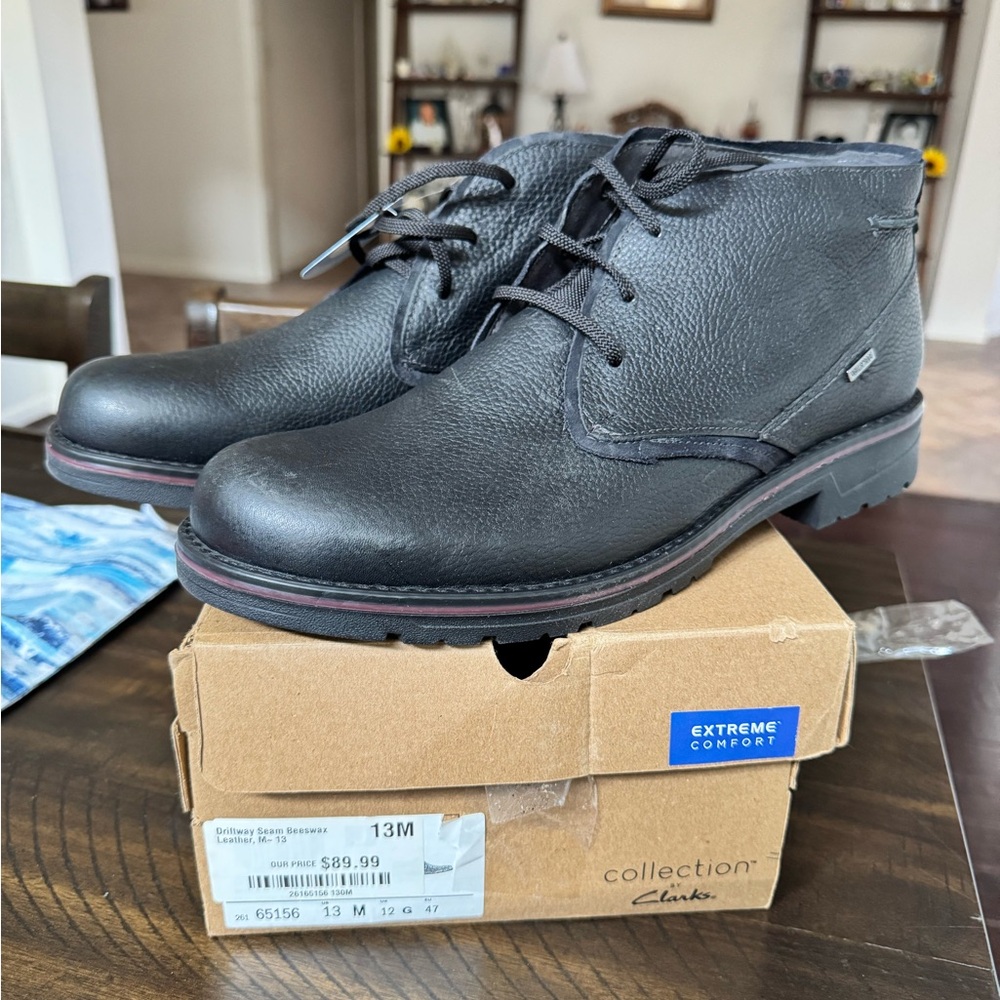 Clarks Black Leather Chukka Boots